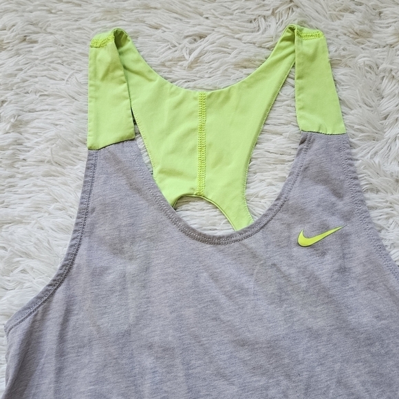 Nike dri-fit womens racerback‎ tank gray neon green size S small - Picture 7 of 7